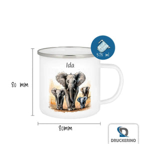 Emaille Tasse personalisiert | Safari-Zauber | Emaille Tasse personalisiert mit Name | personalisierte Tasse Geschenke