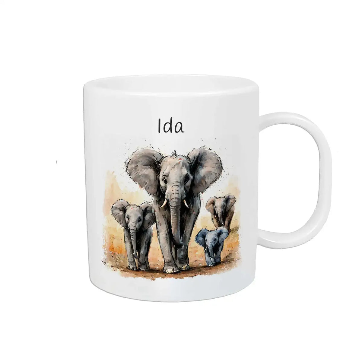 Tasse für Kinder | Elefantenparade | personalisierte Kindertassen | Personalisierte Geschenke | 320ml Kunststofftassen Druckerino   