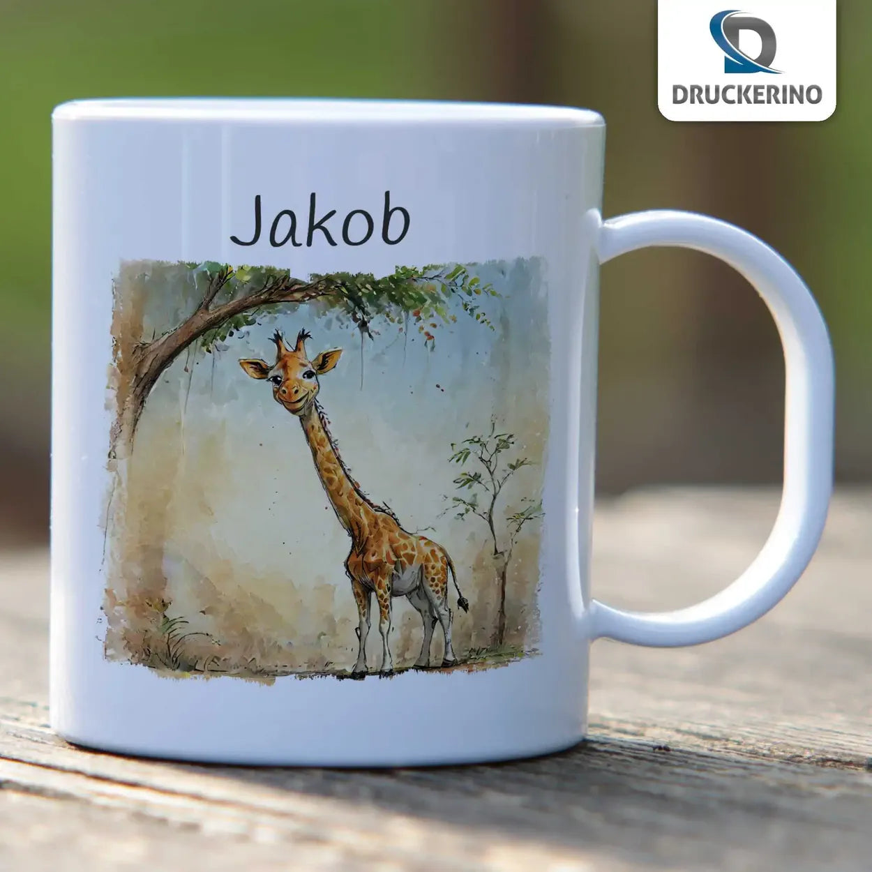 Abenteuer-Safari - Kindertasse mit Namen - Tasse personalisiert Kunststofftassen Druckerino   