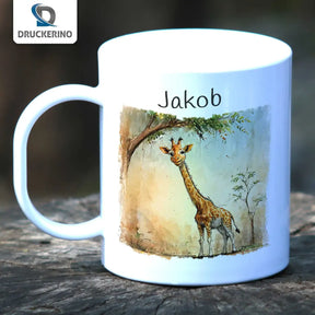 Abenteuer-Safari - Kindertasse mit Namen - Tasse personalisiert Kunststofftassen Druckerino   