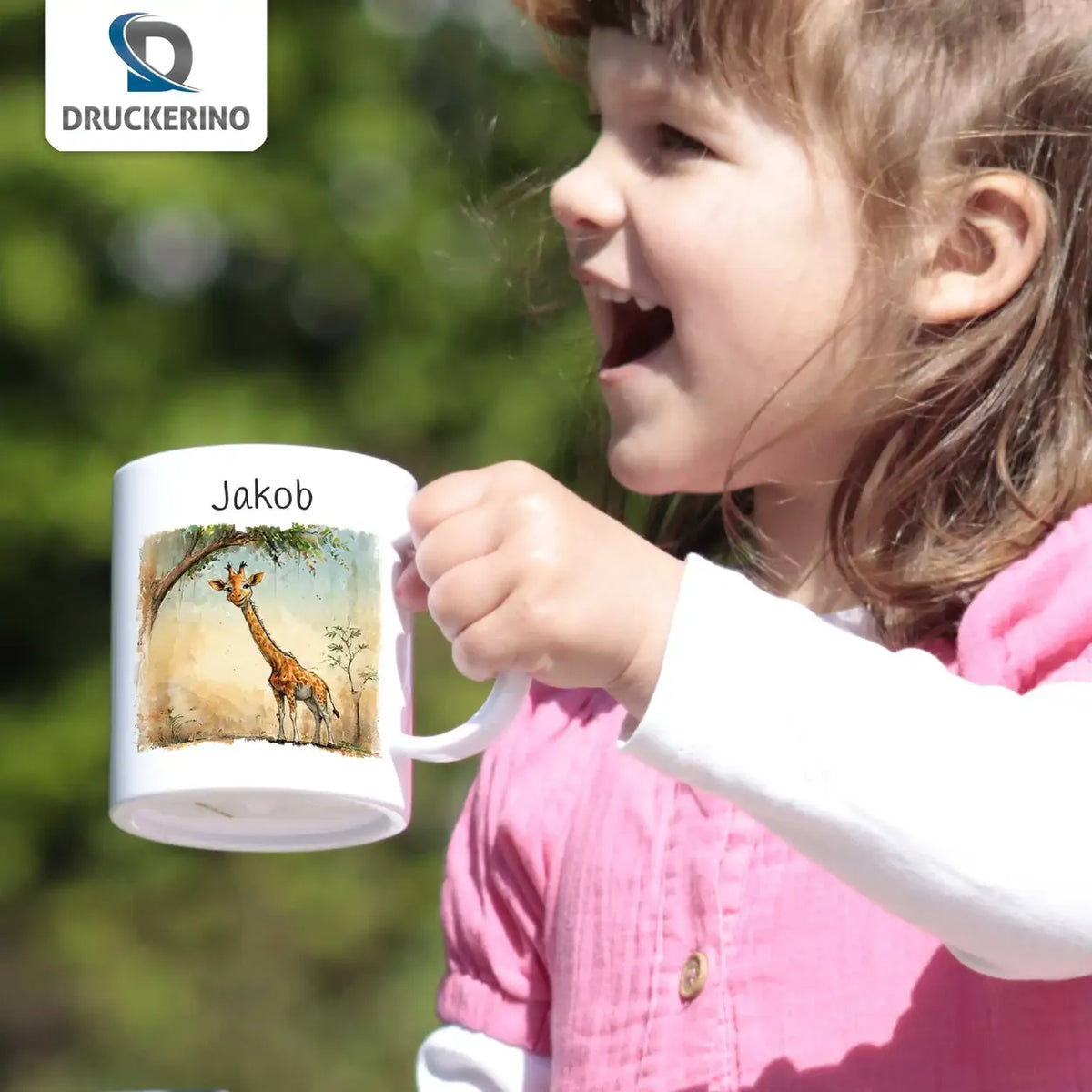 Kindertasse personalisiert | Abenteuer-Safari | Kindergeburtstag kleine Geschenke | Geschenk Kindergarten | 320ml Kunststofftassen Druckerino   