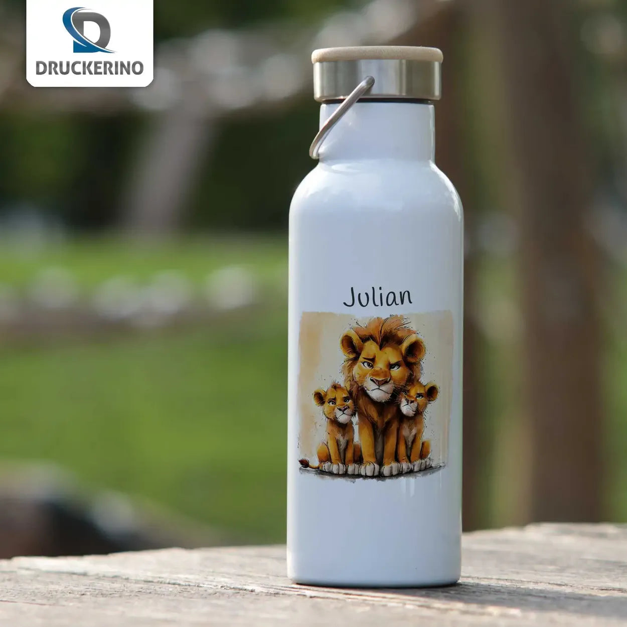 Safari Zauber Thermo Trinkflasche für Kinder personalisiert Thermoflasche Druckerino   