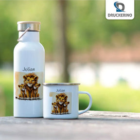 Safari Zauber Thermo Trinkflasche für Kinder personalisiert Thermoflasche Druckerino   