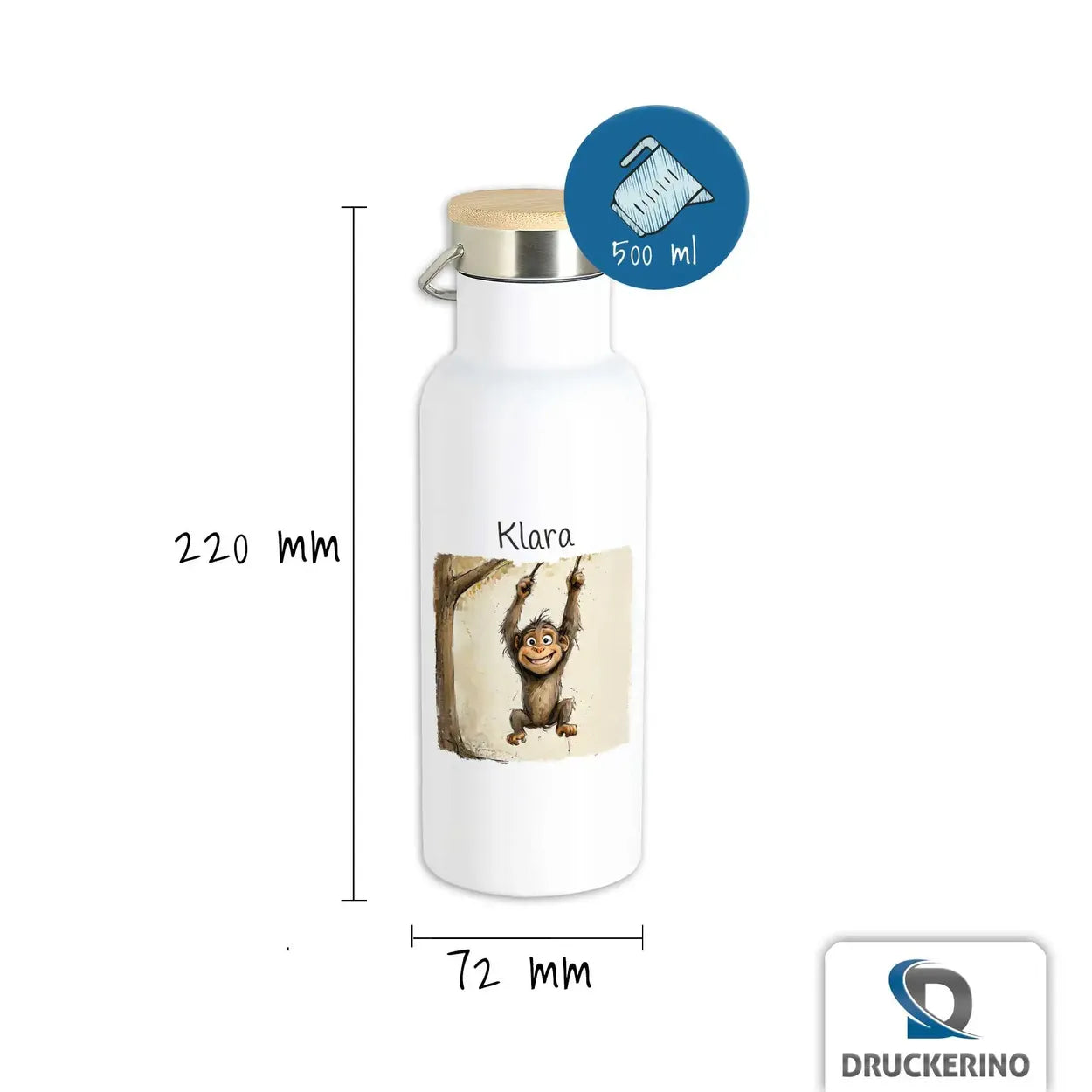 Waldabenteuer-Trinkflasche Thermo Trinkflasche für Kinder personalisiert Thermoflasche Druckerino   