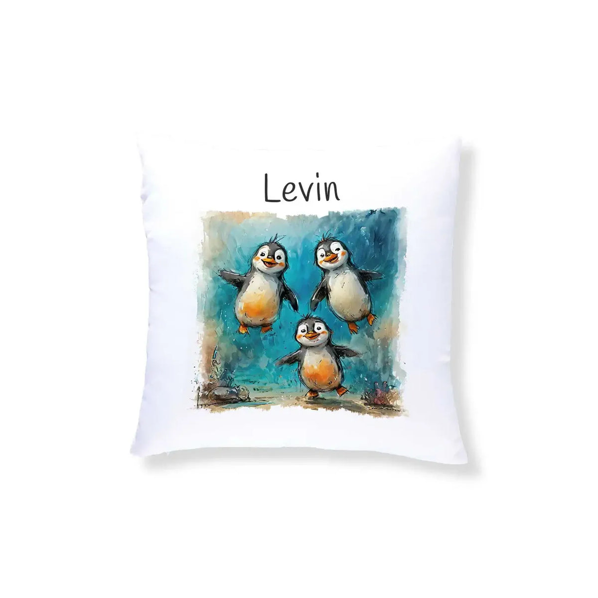 Kuschelkissen personalisiert | Pinguin-Freunde | personalisierbare Kindergeschenke | Kissenhülle 40x40 | 40x40 cm Kissen Druckerino   