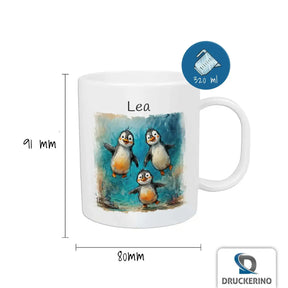 Kindertasse personalisiert | Pinguin-Freunde | Becher personalisiert | süße Tierbilder | 320ml Geschenke