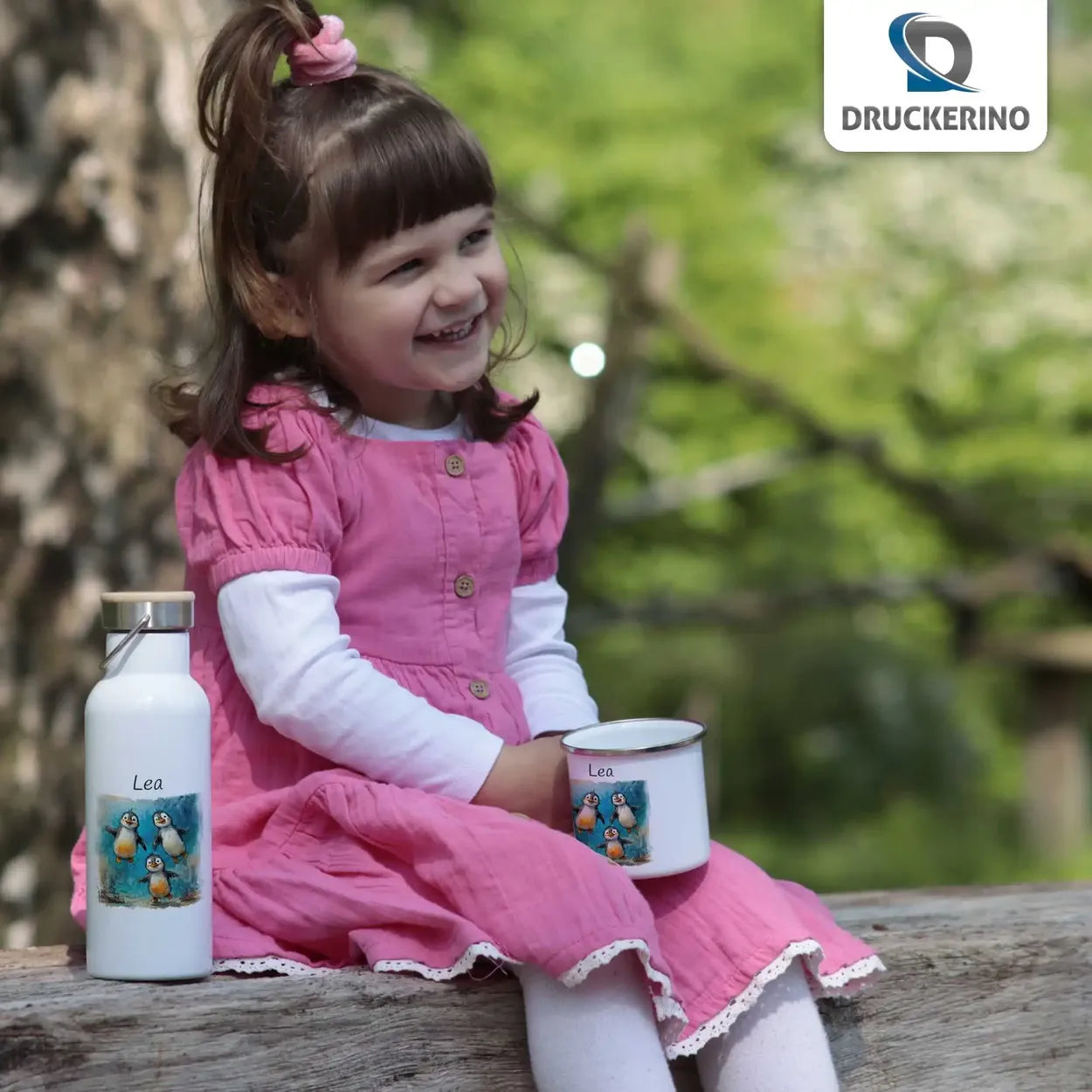 Pausenheld Kükenschwarm Thermo Trinkflasche für Kinder personalisiert Thermoflasche Druckerino   
