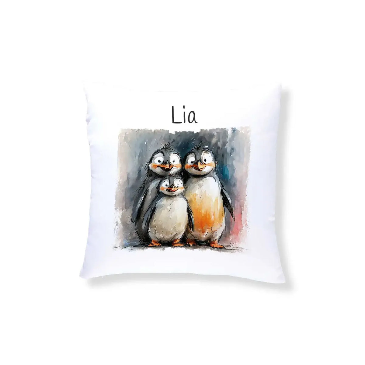 Kuschelkissen personalisiert | Pinguin-Freunde | Kuschelkissen Tiere | Kissenhülle | 40x40 cm Kissen Druckerino   