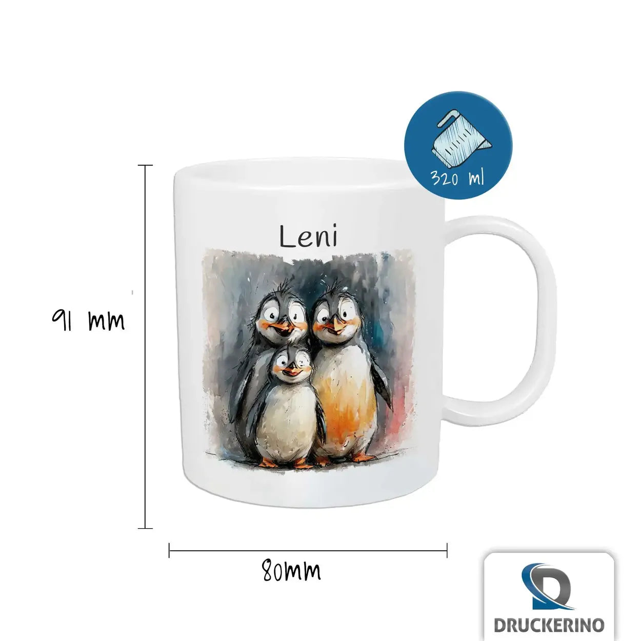 Kindertasse personalisiert | Pinguin-Freunde | Kindergeburtstag Geschenke | Kindertasse personalisiert mit Name | 320ml Geschenke