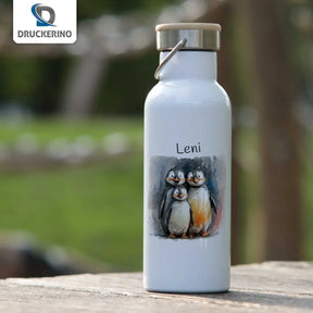 Kindertrinkflasche | Pinguin-Freunde | mit Wunschnamen Tierbilder | Abschiedsgeschenk Kita | 500ml Geschenkideen