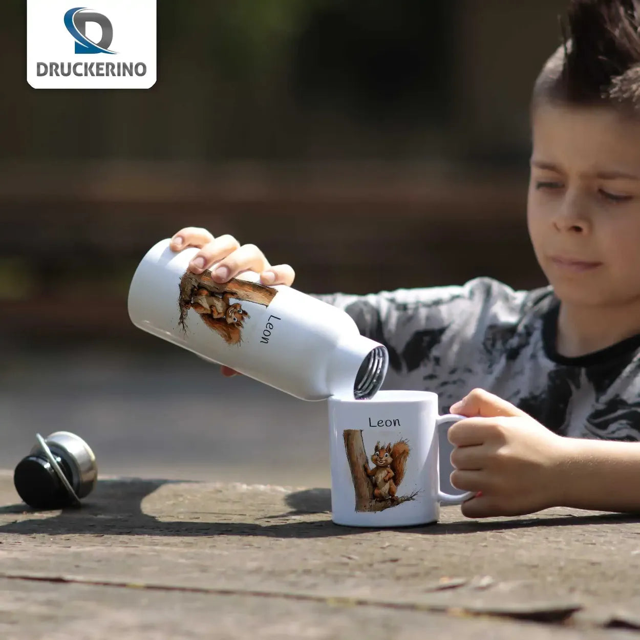 Abenteuer Eichhörnchen - Kindertasse mit Namen - Tasse personalisiert Kunststofftassen Druckerino   