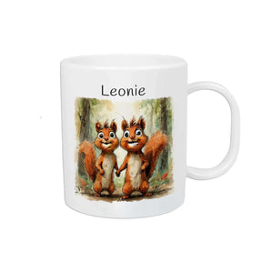 Becher personalisiert | Flauschige Eichhörnchenfreunde | Tierbilder | personalisierte Tasse Kinder | 320ml  Geschenkidee Weihnachten