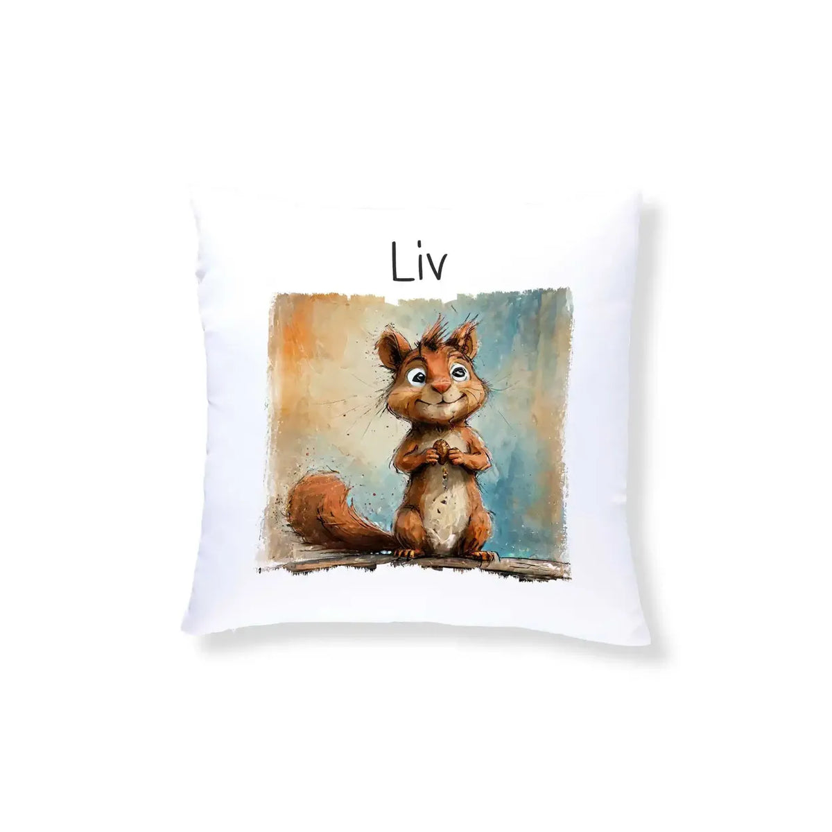 Kuschelkissen Kinder | Traumgefährte Eichhörnchen | Kissenhülle 40x40 | Kissen Baby personalisiert | 40x40 cm Kissen Druckerino   