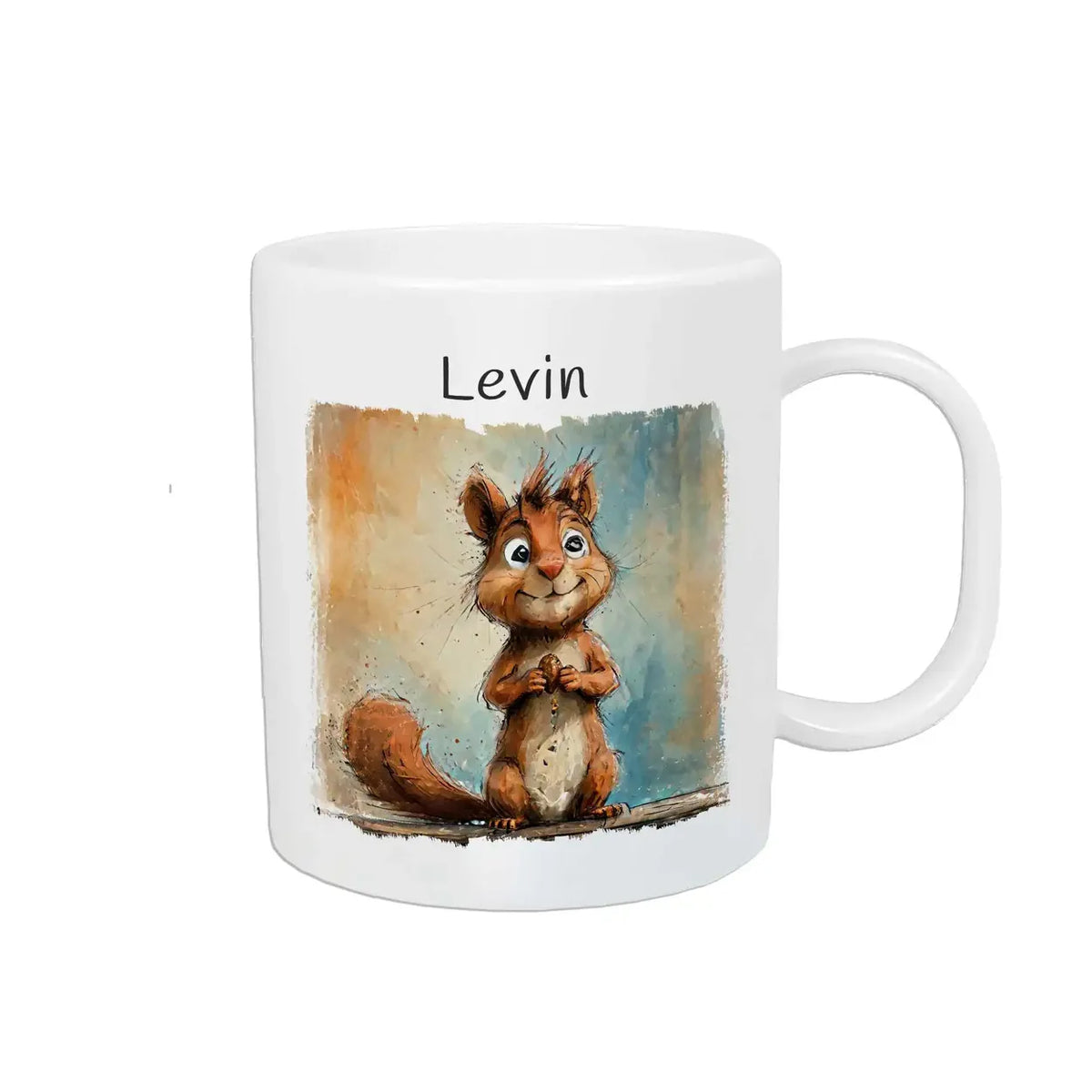 Kindertasse mit Namen | Naschhaftes Eichhörnchen | personalisierbare Kindergeschenke | Kindertasse frei von BPA | 320ml Kunststofftassen Druckerino   