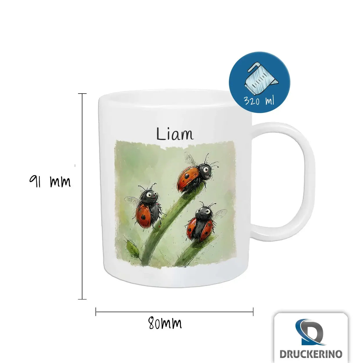 Tasse für Kinder personalisiert | Marienkäfer-Zauber | Tassen mit Namen | Abschiedsgeschenk Kita | 320ml  Geschenkidee Weihnachten