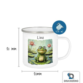 Emaille Tasse personalisiert mit Namen | Frosch-Abenteuer | Tasse personalisieren | Geschenke zur Taufe Geschenke