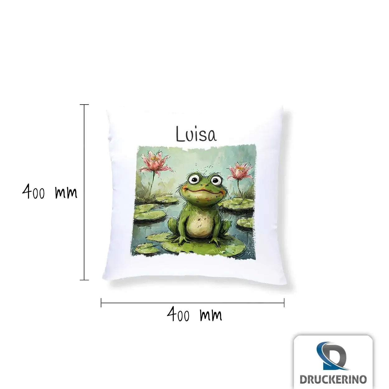 Kinderkissen mit Namen | Traumfrosch | Geschenk Kindergarten | Kissen mit Namen | 40x40 cm Geschenkideen