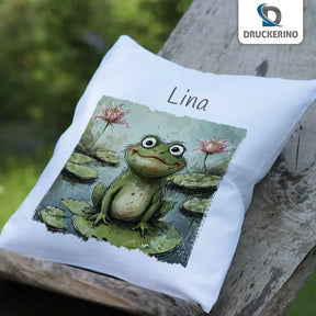 Kinderkissen mit Namen | Traumfrosch | Geschenk Kindergarten | Kissen mit Namen | 40x40 cm Geschenkideen