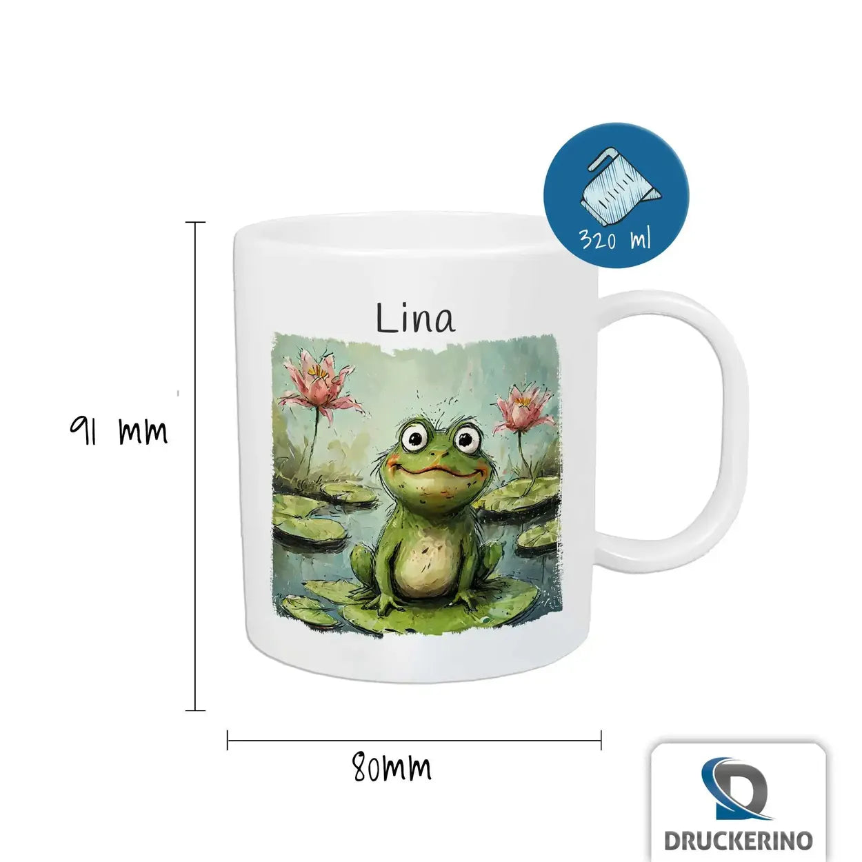 Tasse für Kinder personalisiert | Froschteich-Spaß | personalisierte Kindertassen | Personalisierte Geschenke | 320ml Kunststofftassen Druckerino   