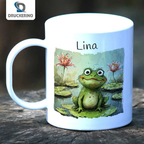 Tasse für Kinder personalisiert | Froschteich-Spaß | personalisierte Kindertassen | Personalisierte Geschenke | 320ml Kunststofftassen Druckerino   