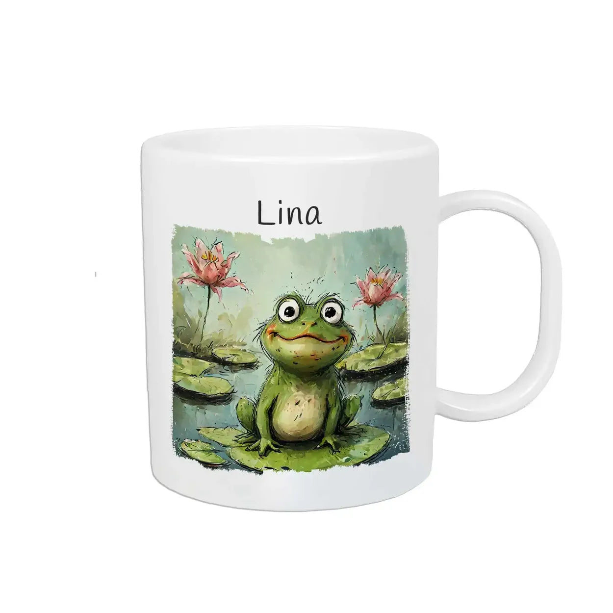 Tasse für Kinder personalisiert | Froschteich-Spaß | personalisierte Kindertassen | Personalisierte Geschenke | 320ml Kunststofftassen Druckerino   