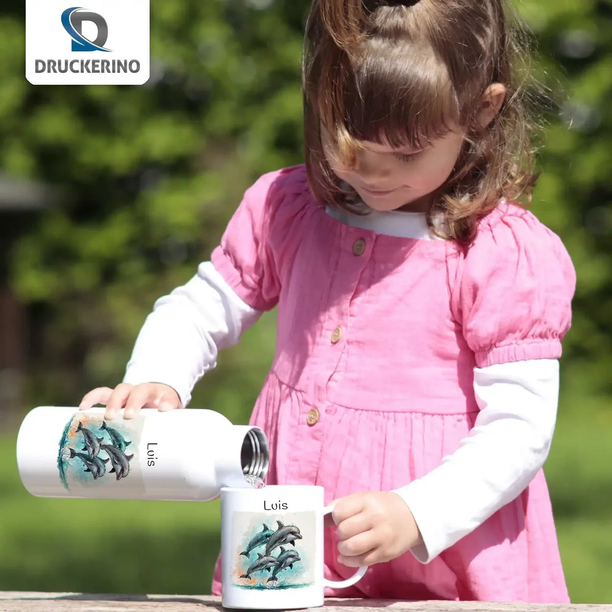Ozeanabenteuer Thermo Trinkflasche für Kinder personalisiert Thermoflasche Druckerino   