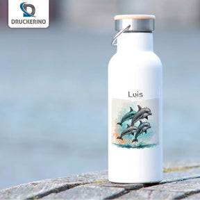 Ozeanabenteuer Thermo Trinkflasche für Kinder personalisiert Thermoflasche Druckerino   