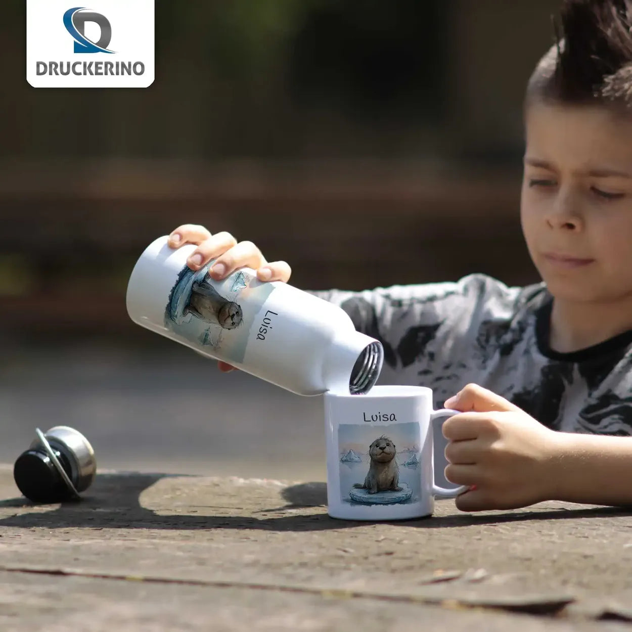 Abenteuer des kleinen Eisbären Kindertasse mit Namen - Tasse personalisiert Kunststofftassen Druckerino   