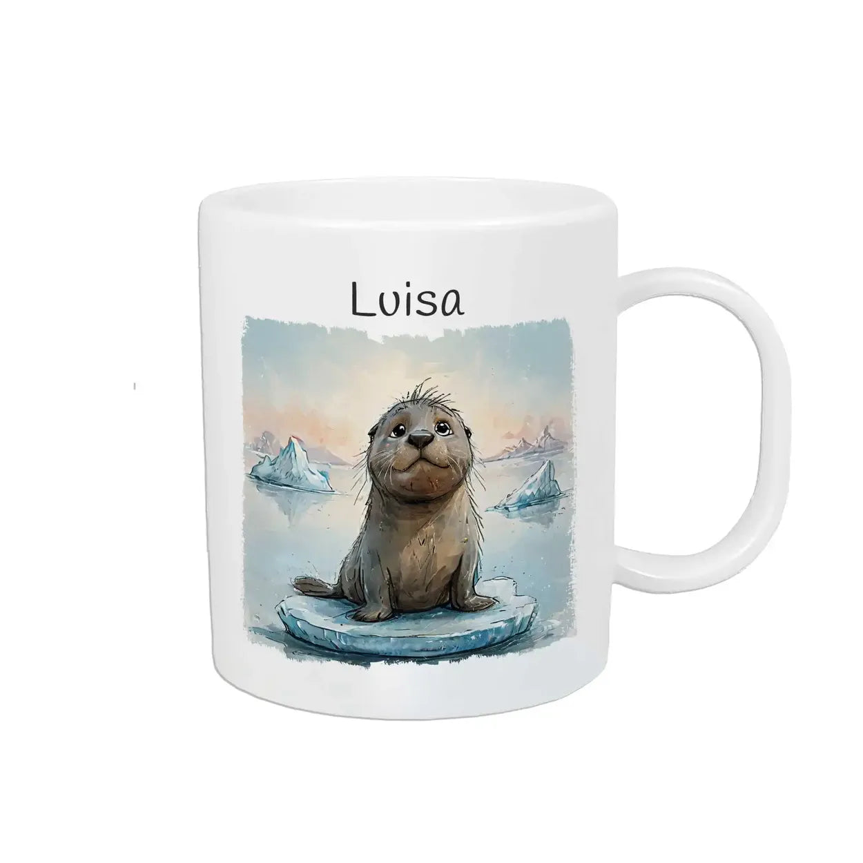 Abenteuer des kleinen Eisbären Kindertasse mit Namen - Tasse personalisiert Kunststofftassen Druckerino   