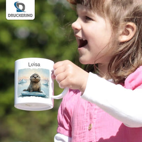 Abenteuer des kleinen Eisbären Kindertasse mit Namen - Tasse personalisiert Kunststofftassen Druckerino   