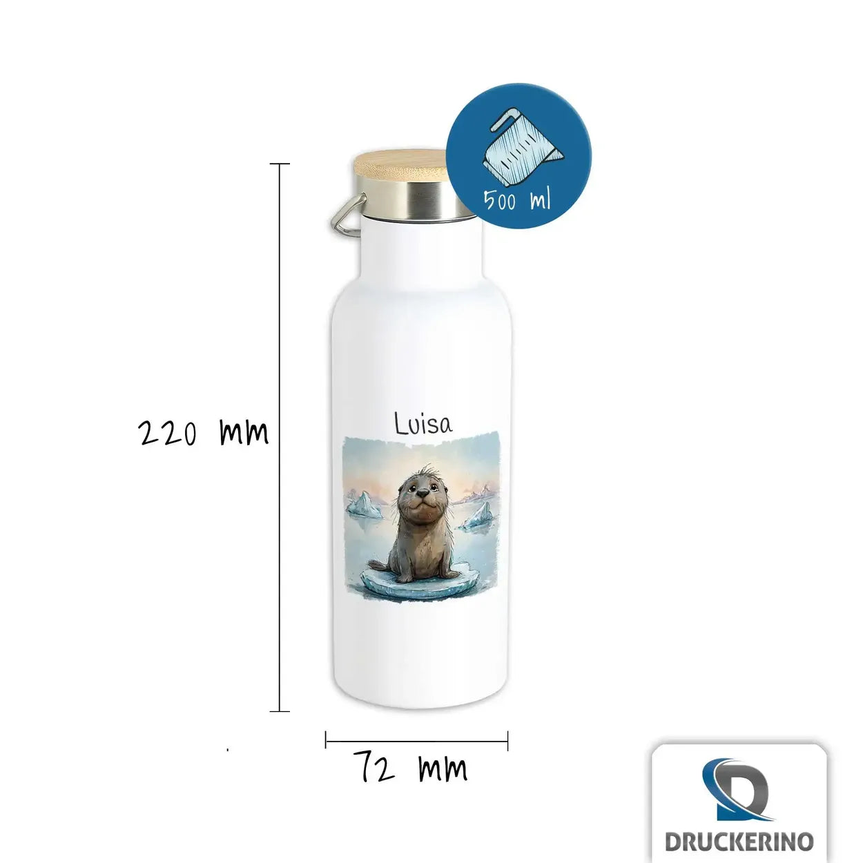 Wasserspaß Otter Thermo Trinkflasche für Kinder personalisiert Thermoflasche Druckerino   