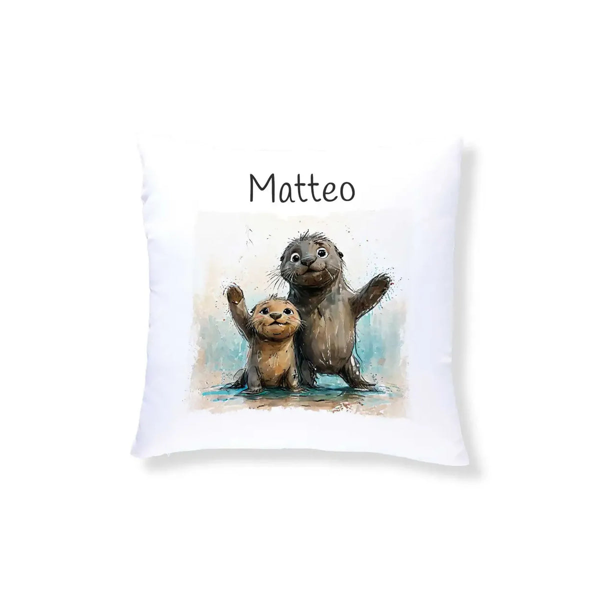 Otterfreunde Kissen für Kinder mit Namen personalisiert