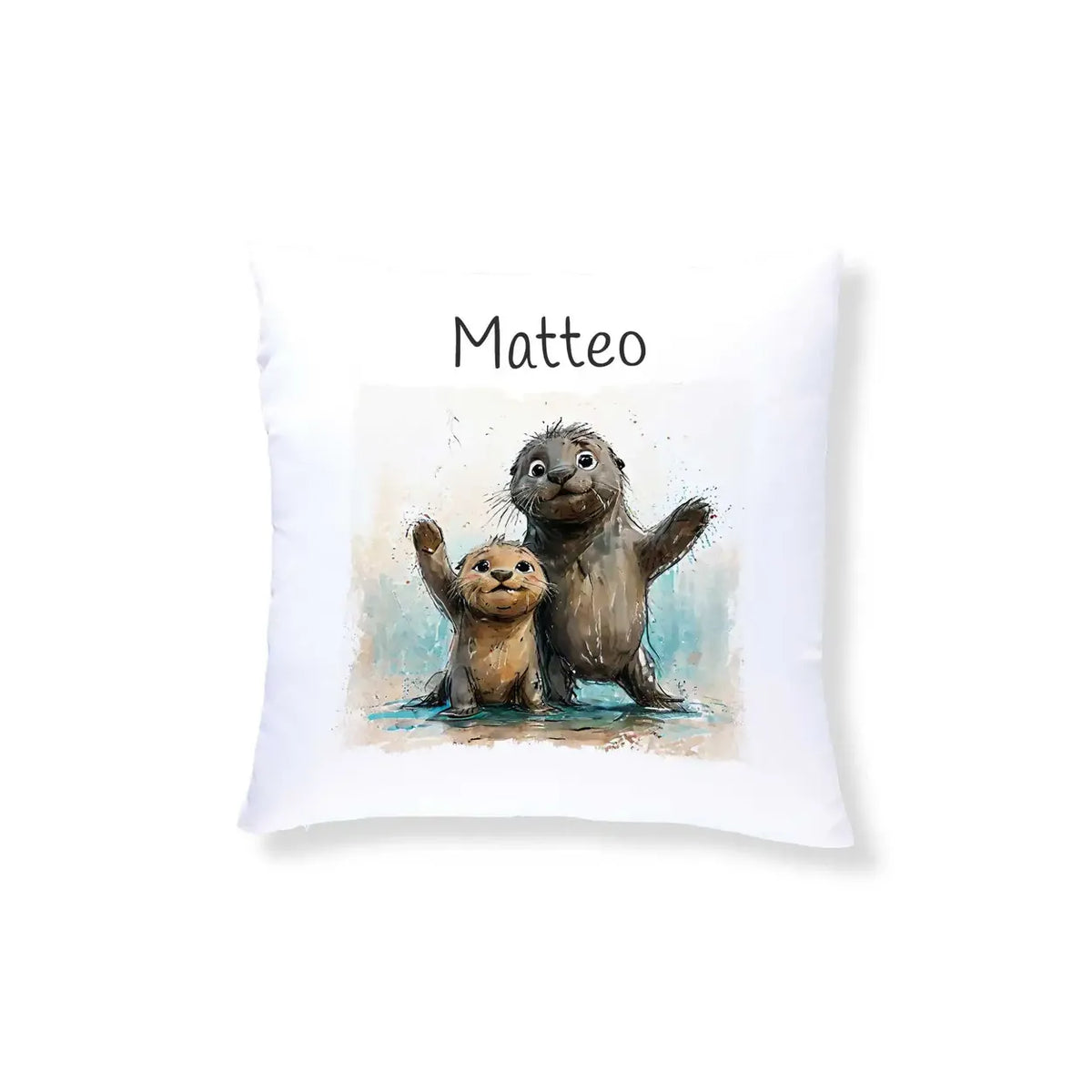 Kissen Baby personalisiert | Otterfreunde | Kuschelkissen Mädchen | Geschenkidee Kissen | 40x40 cm Kissen Druckerino   