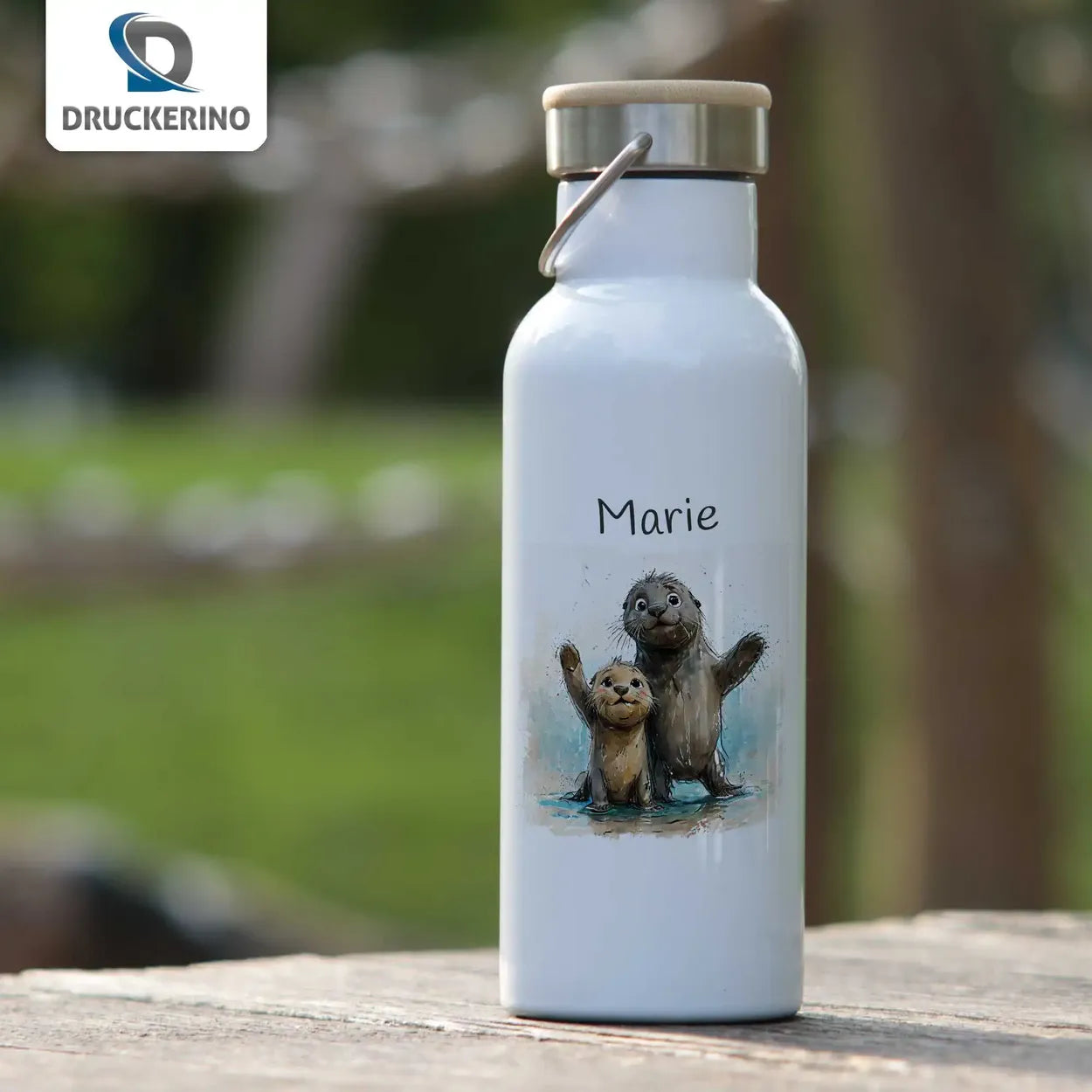 Wasserweltenfreunde Thermo Trinkflasche für Kinder personalisiert Thermoflasche Druckerino   