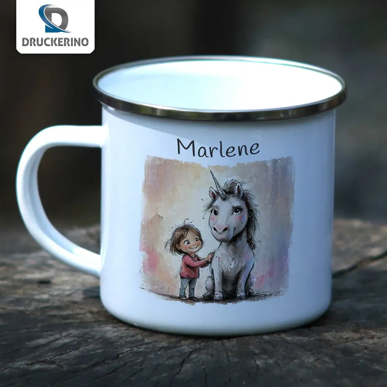 Tasse aus Emaille | Freund des Waldes | Tasse personalisieren | Geschenke zur Taufe  Geschenkidee Weihnachten