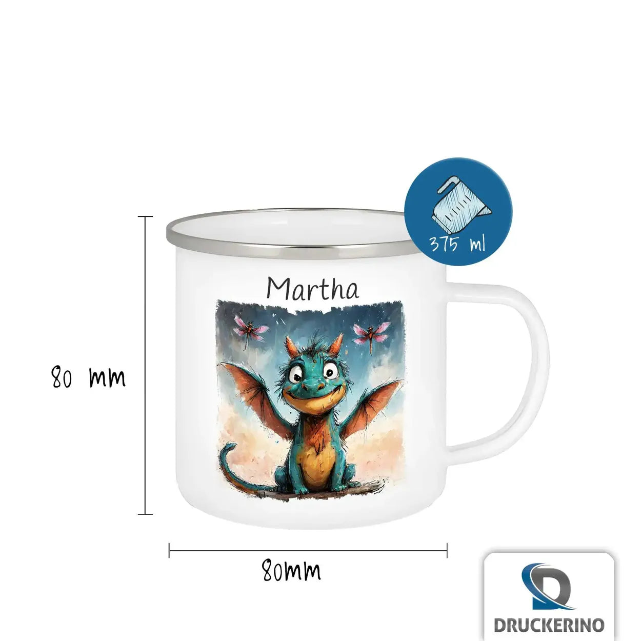 Emaille Tasse personalisiert | Drachenfreund | Kindergeburtstag kleine Geschenke | Personalisierte Geschenke Geschenke