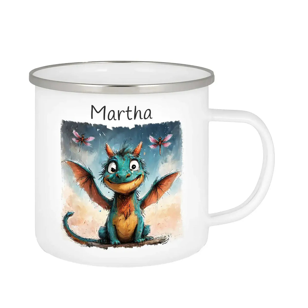 Emaille Tasse personalisiert | Drachenfreund | Kindergeburtstag kleine Geschenke | Personalisierte Geschenke Emailletasse Druckerino   