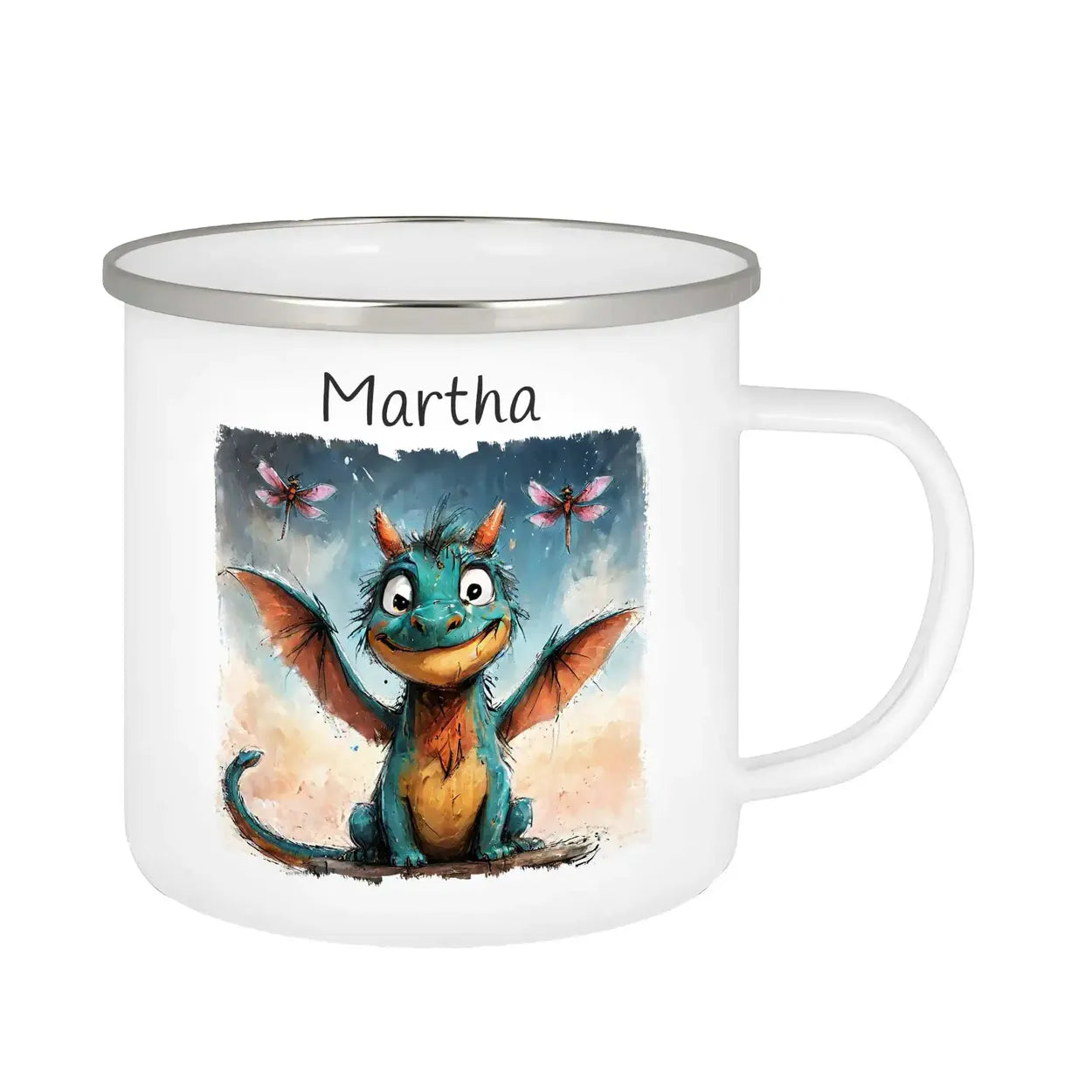 Emaille Tasse personalisiert | Drachenfreund | Kindergeburtstag kleine Geschenke | Personalisierte Geschenke Geschenke