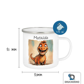 Emaille Tasse personalisiert | Freundlicher Drachenfreund | Emaille Tasse personalisiert mit Name | personalisierte Tasse Geschenke