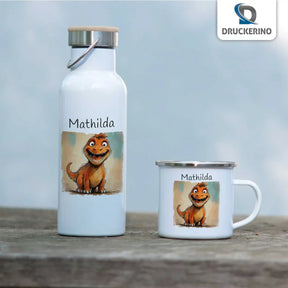 Emaille Tasse personalisiert | Freundlicher Drachenfreund | Emaille Tasse personalisiert mit Name | personalisierte Tasse Geschenke