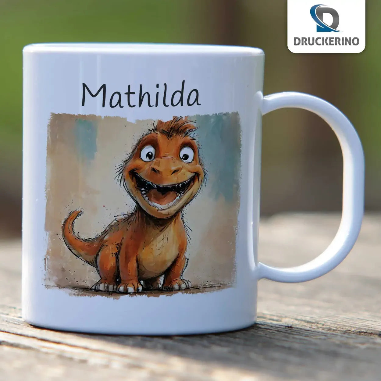 Tasse mit Namen | Dino-Abenteuer | Tierbilder | personalisierte Tasse Kinder | 320ml  Geschenkidee Weihnachten