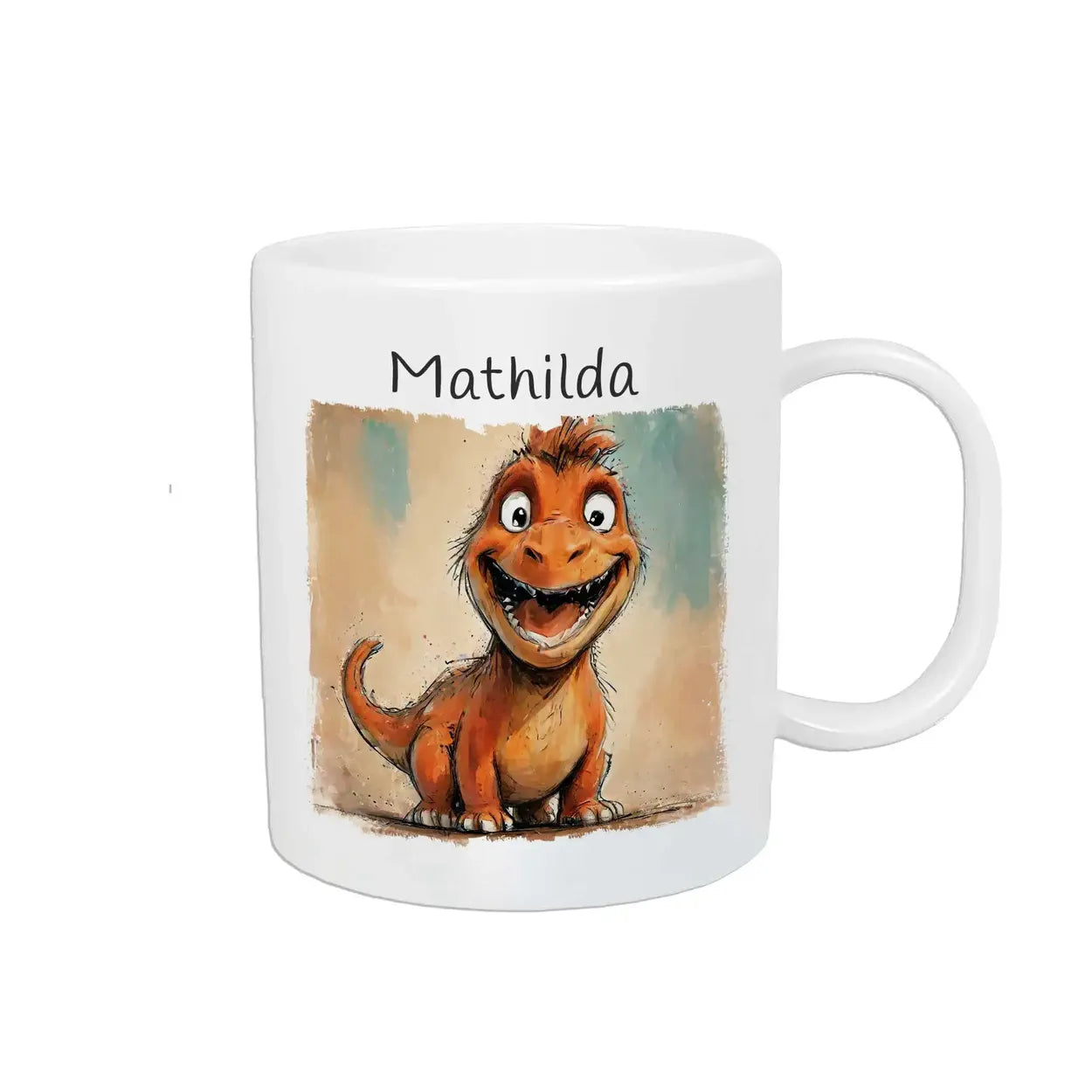 Tasse mit Namen | Dino-Abenteuer | Tierbilder | personalisierte Tasse Kinder | 320ml  Geschenkidee Weihnachten