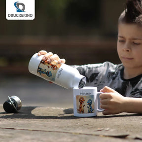 Personalisierte Tasse Kinder | Dino-Freunde Abenteuer | personalisierbare Kindergeschenke | Kindertasse frei von BPA | 320ml  Geschenkidee Weihnachten