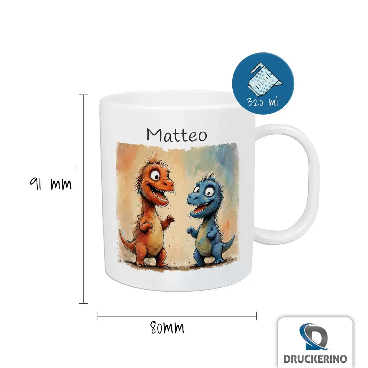 Personalisierte Tasse Kinder | Dino-Freunde Abenteuer | personalisierbare Kindergeschenke | Kindertasse frei von BPA | 320ml  Geschenkidee Weihnachten