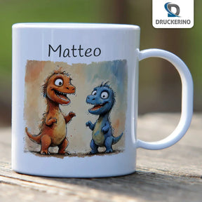 Personalisierte Tasse Kinder | Dino-Freunde Abenteuer | personalisierbare Kindergeschenke | Kindertasse frei von BPA | 320ml  Geschenkidee Weihnachten