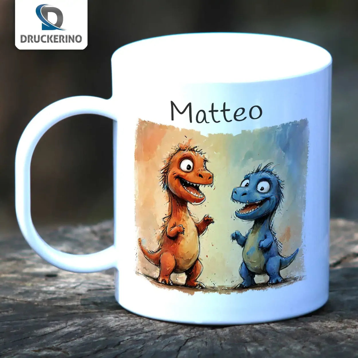 Personalisierte Tasse Kinder | Dino-Freunde Abenteuer | personalisierbare Kindergeschenke | Kindertasse frei von BPA | 320ml  Geschenkidee Weihnachten