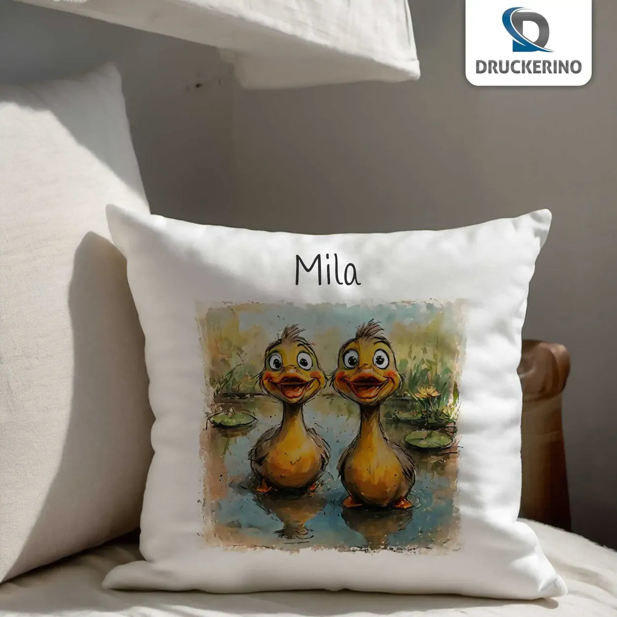 Kuschelkissen personalisiert | Entenspaß | personalisierbare Kindergeschenke | Kissenhülle 40x40 | 40x40 cm Geschenkideen