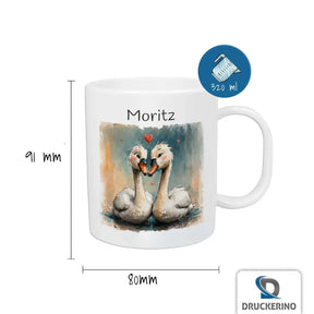 Kindertasse personalisiert | Schwanenfreundschaft | Tasse für Kinder | Tassen mit Tiermotiv | 320ml Geschenke