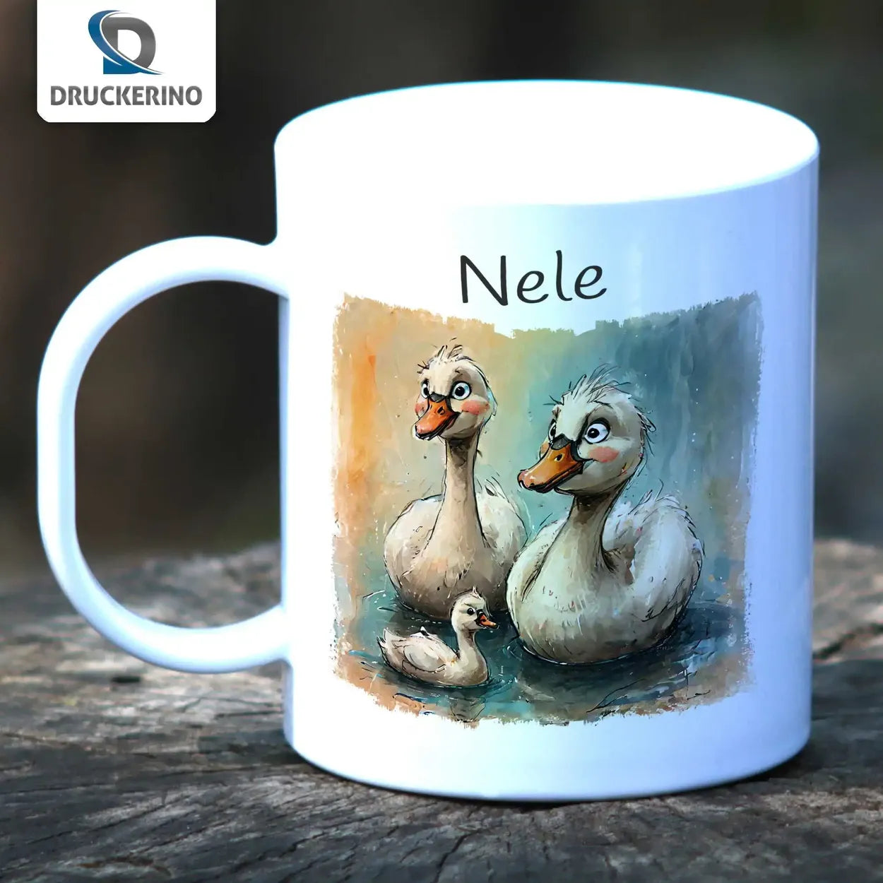 Tasse für Kinder | Entenfamilie am Seeufer | Abschiedsgeschenke im Kindergarten | personalisierte Becher | 320ml  Geschenkidee Weihnachten