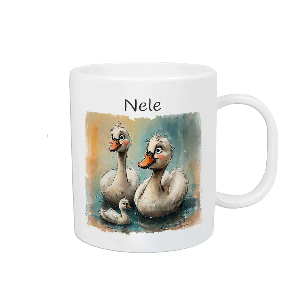 Tasse für Kinder | Entenfamilie am Seeufer | Abschiedsgeschenke im Kindergarten | personalisierte Becher | 320ml Kunststofftassen Druckerino   